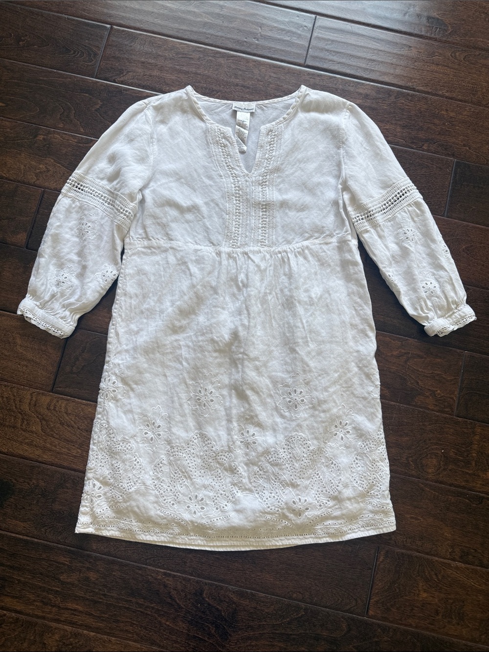 Tommy Bahama White Eyelet Linen Tunic Dress Swimsuit Cover-Up